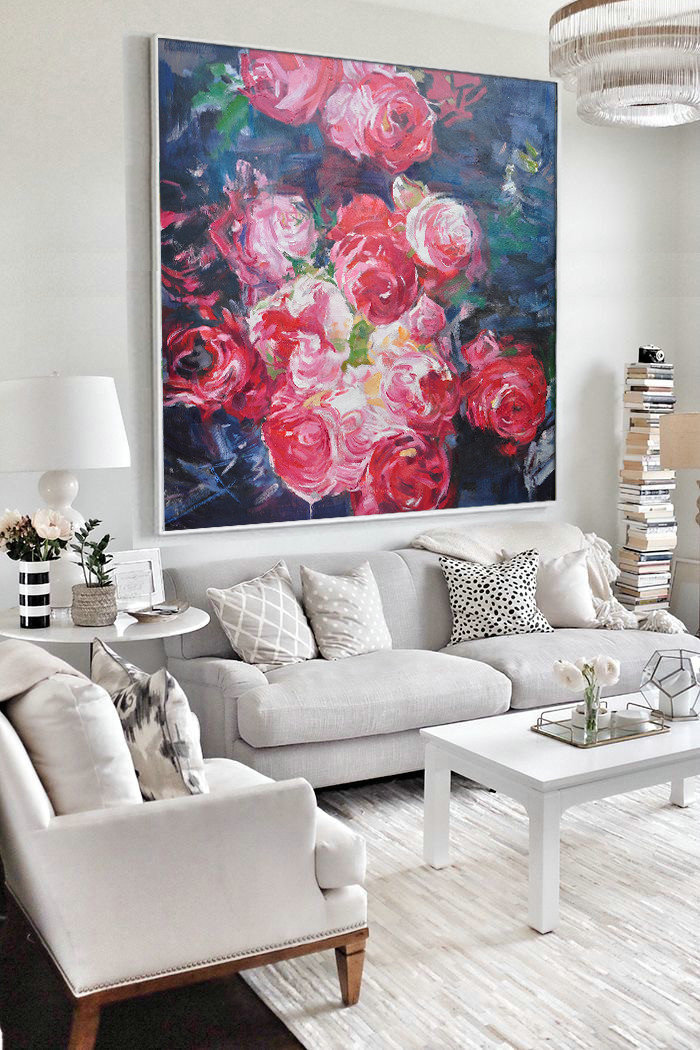 Abstract Flower Oil Painting Large Size Modern Wall Art #ABS0A25 - Click Image to Close